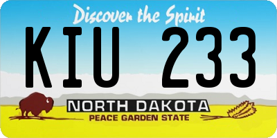 ND license plate KIU233