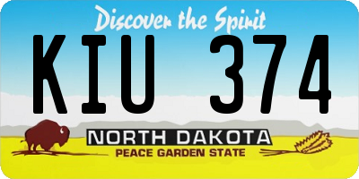 ND license plate KIU374