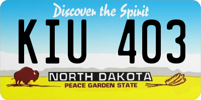 ND license plate KIU403