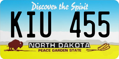 ND license plate KIU455
