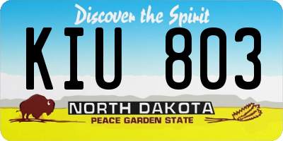 ND license plate KIU803