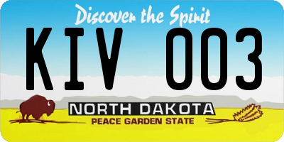 ND license plate KIV003