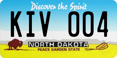 ND license plate KIV004