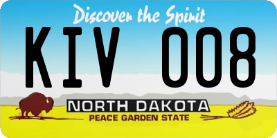 ND license plate KIV008