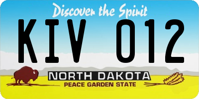 ND license plate KIV012