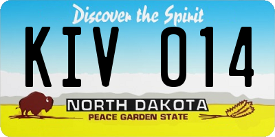 ND license plate KIV014