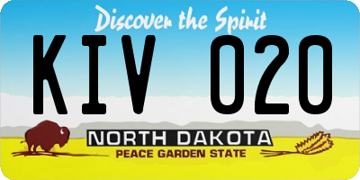 ND license plate KIV020