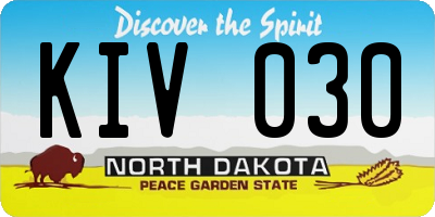 ND license plate KIV030