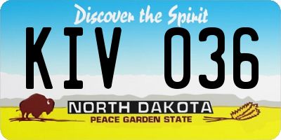 ND license plate KIV036