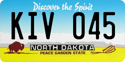 ND license plate KIV045
