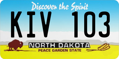 ND license plate KIV103