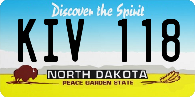 ND license plate KIV118