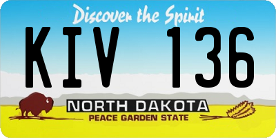 ND license plate KIV136
