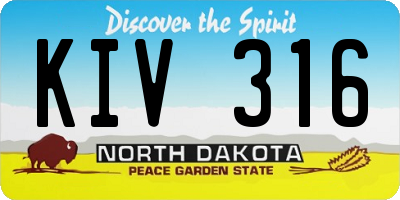 ND license plate KIV316