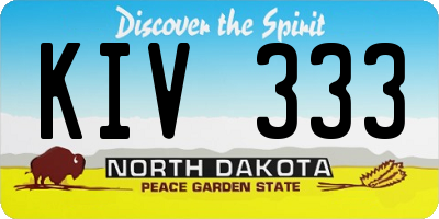 ND license plate KIV333