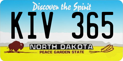 ND license plate KIV365