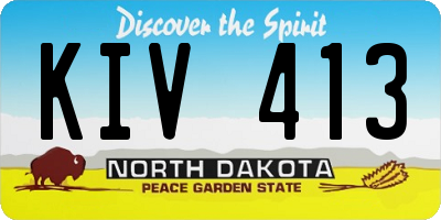 ND license plate KIV413