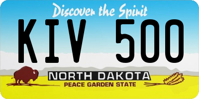 ND license plate KIV500