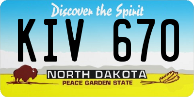 ND license plate KIV670