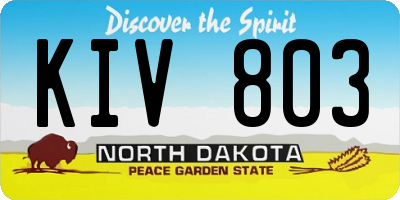 ND license plate KIV803