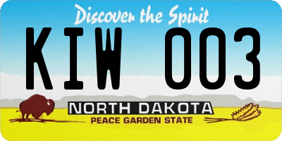 ND license plate KIW003