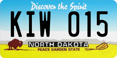 ND license plate KIW015