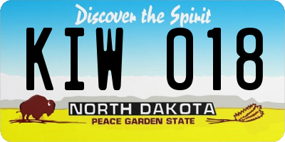 ND license plate KIW018