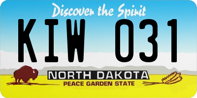 ND license plate KIW031
