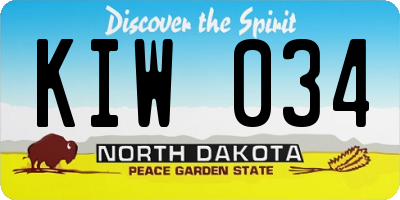ND license plate KIW034