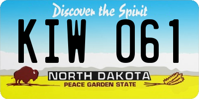 ND license plate KIW061