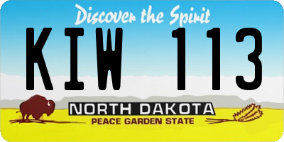 ND license plate KIW113