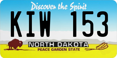ND license plate KIW153