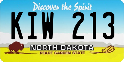 ND license plate KIW213