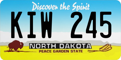 ND license plate KIW245