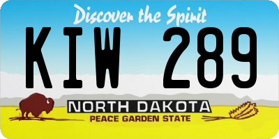 ND license plate KIW289