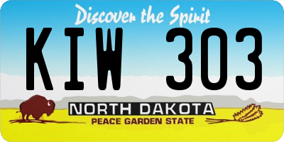 ND license plate KIW303