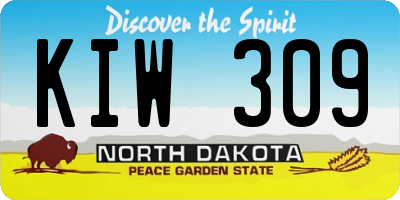 ND license plate KIW309