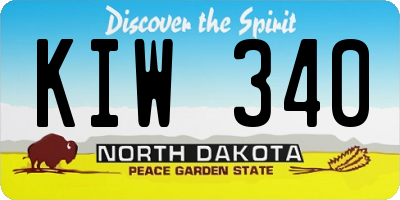 ND license plate KIW340