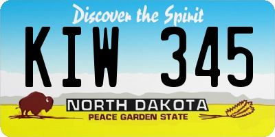 ND license plate KIW345