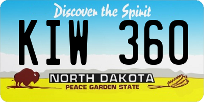 ND license plate KIW360