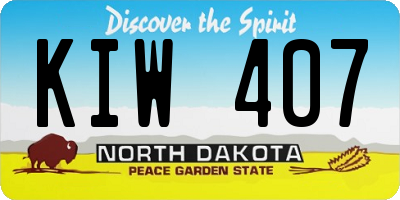 ND license plate KIW407
