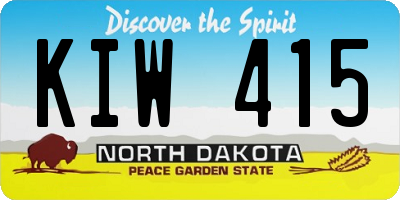 ND license plate KIW415