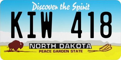 ND license plate KIW418