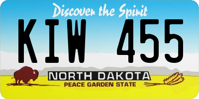 ND license plate KIW455