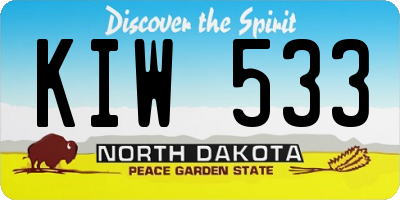 ND license plate KIW533