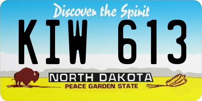 ND license plate KIW613
