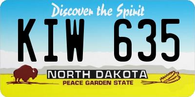 ND license plate KIW635