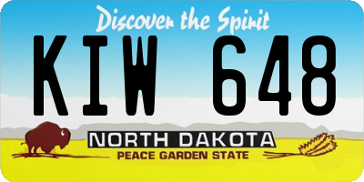 ND license plate KIW648