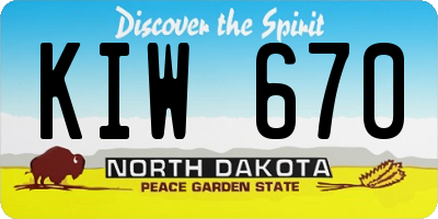 ND license plate KIW670