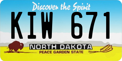 ND license plate KIW671